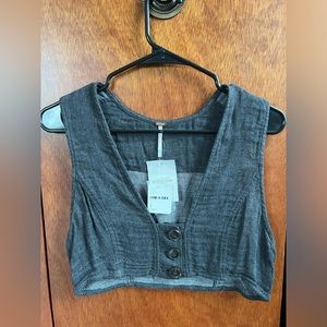 Free People Chambray Cropped Vest